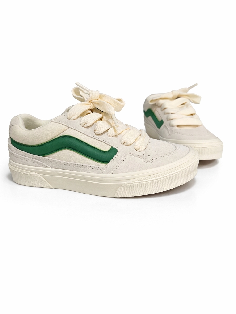 NWOT Vans Caldrone Old Skool White & Green Stripe Sneakers Size 7